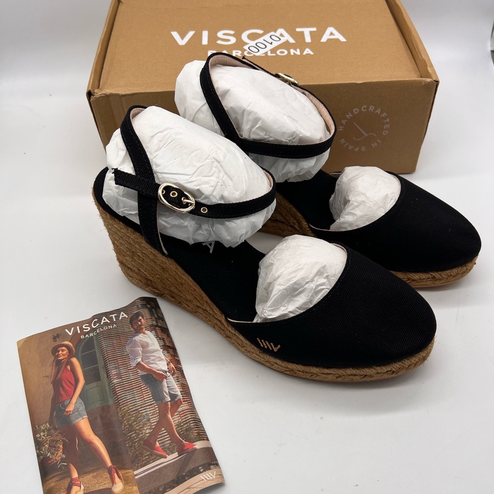 Viscata Peratallada Espadrille Canvas Wedges Spain Handmade 3 ½” Heel Women's 9 - Picture 11 of 16